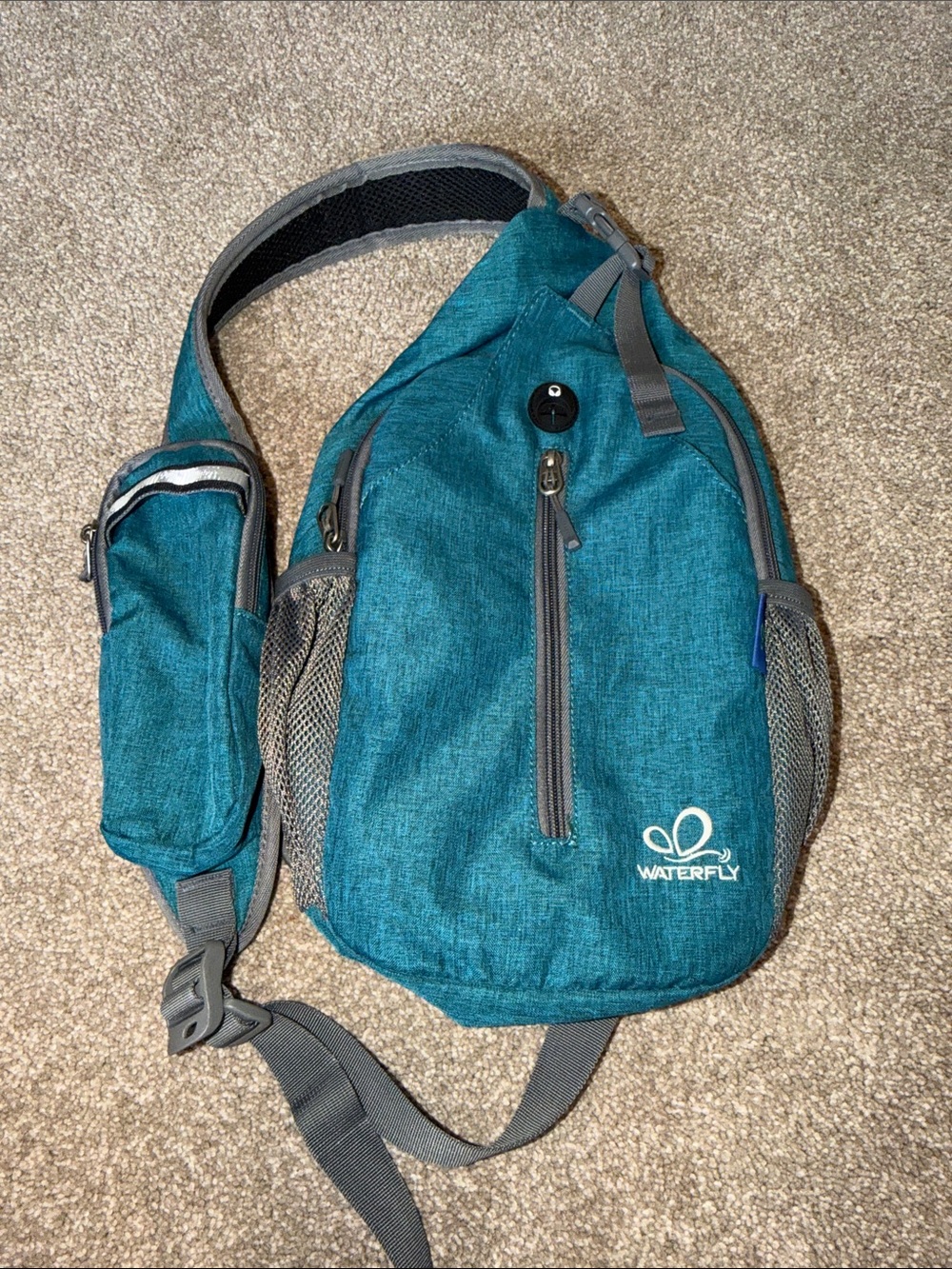 WATERFLY Teal Crossbody Travel Bag Adjustable 4 Compartments Lightweight